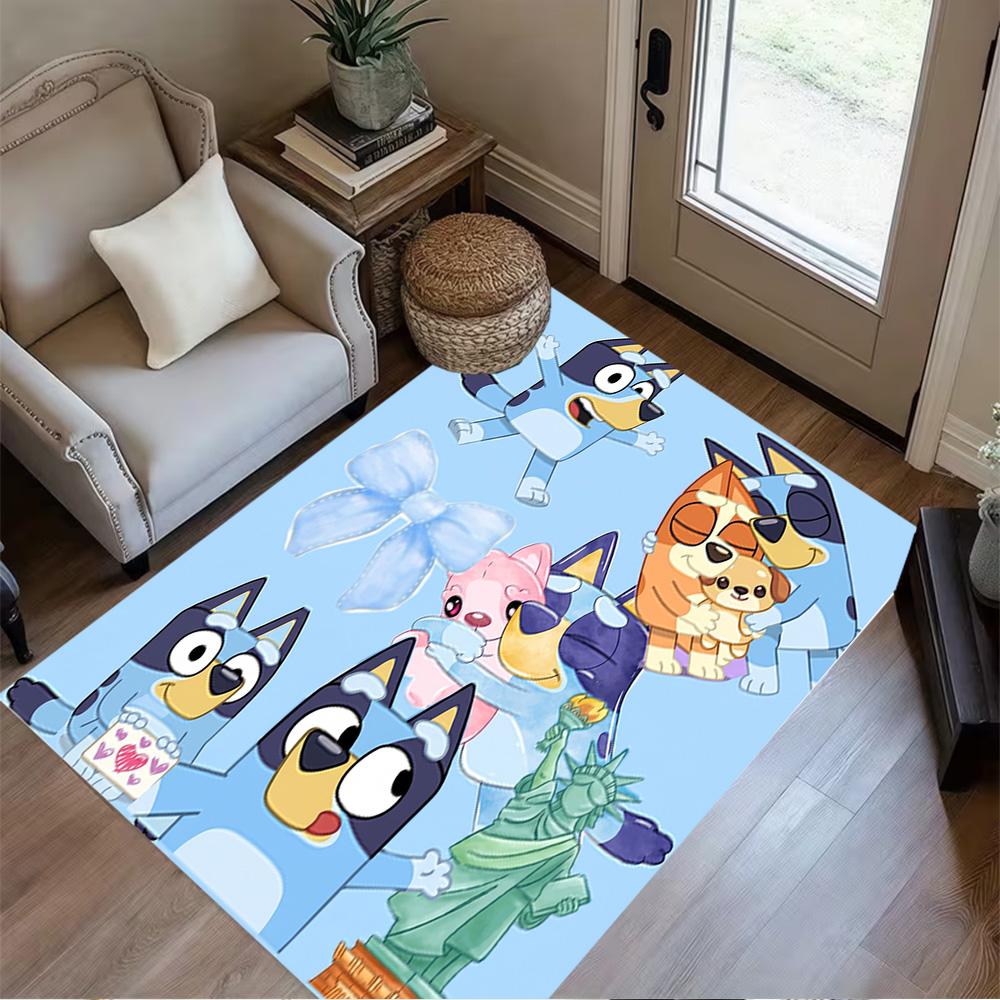 Bluey Friends Adventure Floor Mat Design for Study Room Playrooms Dining Room Kitchen Antislip Carpet Anime Office Decor