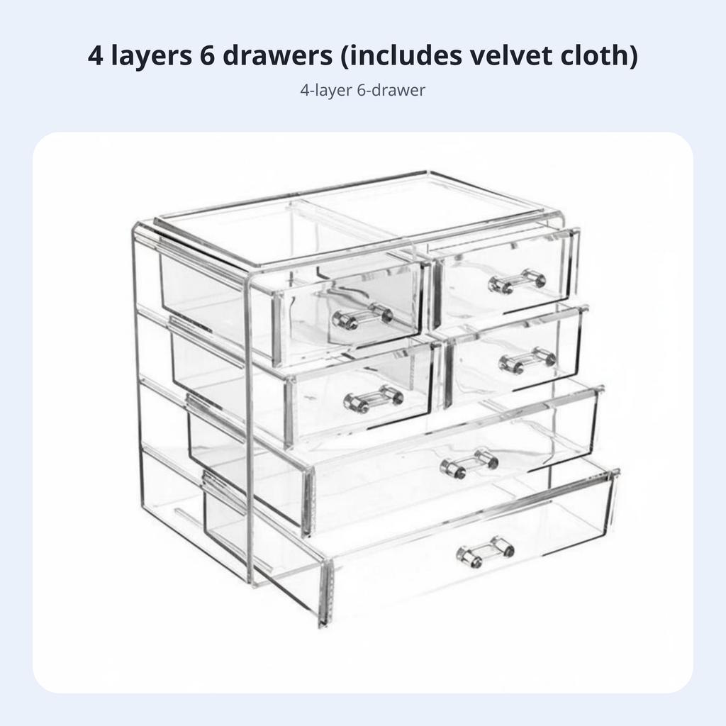 Clear Multi-Drawer Unit Removable Drawers Miniature Drawer Chest Transparent Design Debrisresistant for Makeup Users