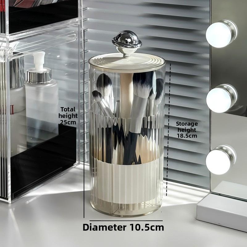

Auto Lift Makeup Brush Organizer Dustproof Brush Pencil Holder Cosmetic Storage Rack Desktop Organizer серебро белый