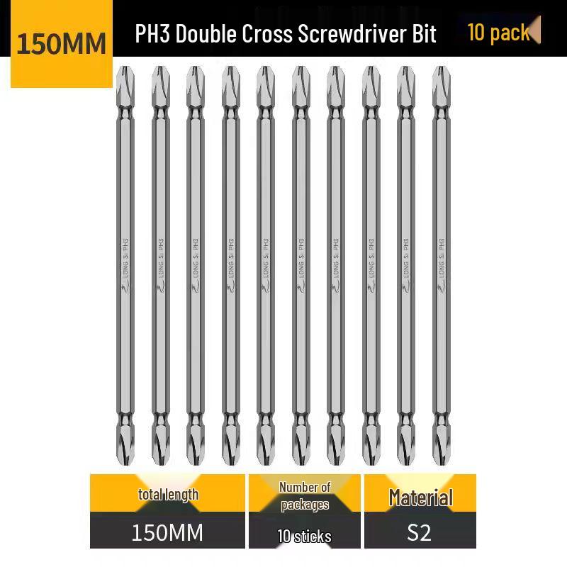 Pointed PH1/PH3 Magnetic Double-Ended Phillips Bit, High Hardness, S2 Alloy Steel Electric Screwdriver.