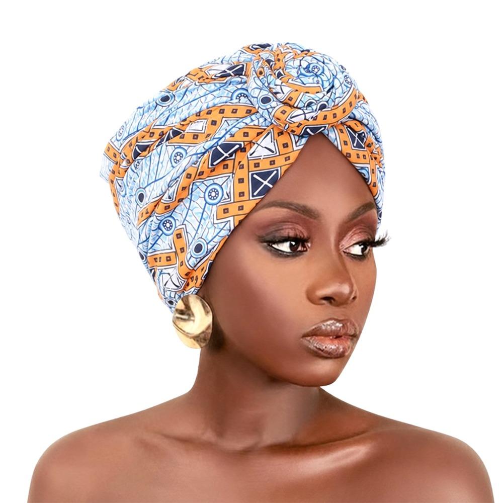 Pleated Twist Knot Turban Hat African Print Floral Head Wrap Headscarf All Match Decor 10