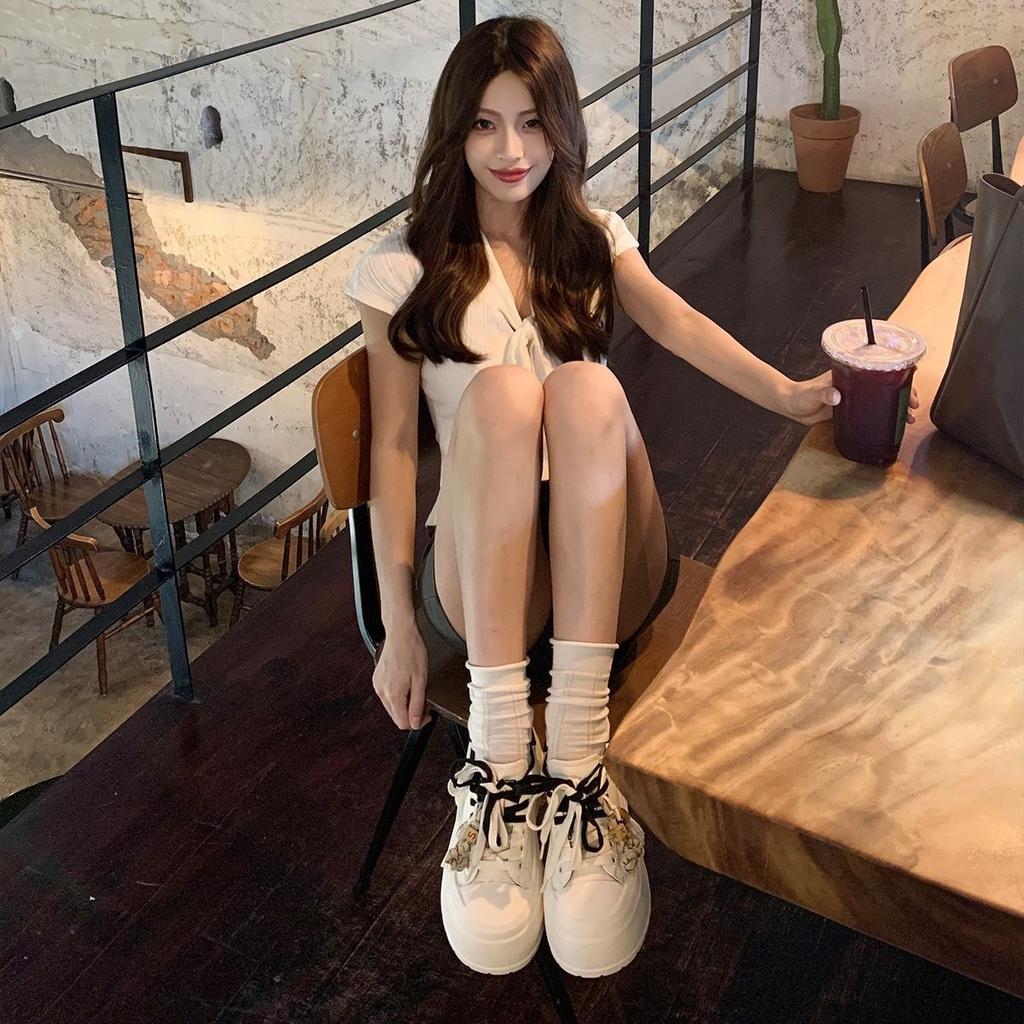 Suding's ultra-light soft sole increases the height of 6cm thick-soled little white shoes for women's 2025 fringed muffin sports and leisure board