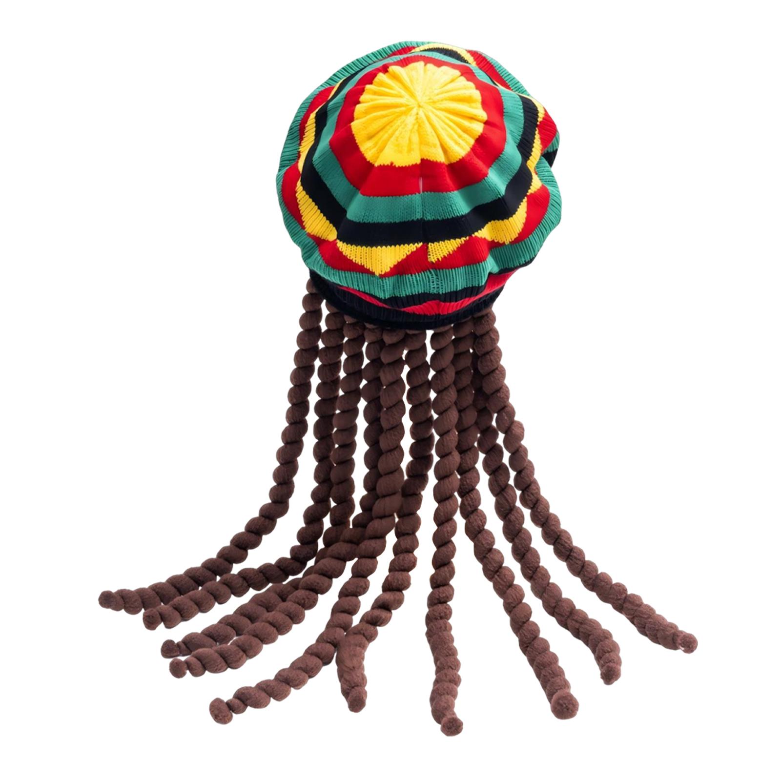 

Knitted Beanie Hat with Attached Yarn Dreadlocks Soft Stretch Cap for Costume Party Cosplay Events Unisex Adult Size Comfortable Fit One Size