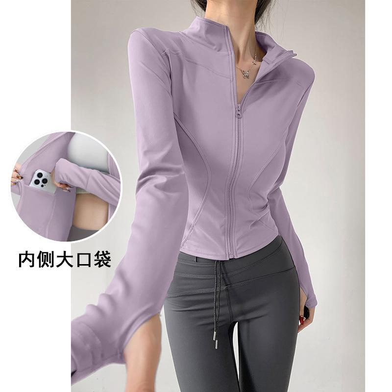 Pilates Fitness Jacket, Quick-dry Top, Stand-collar Yoga Suit, Women's Tight Slimming Waist-tightening Sports Top, Running Training