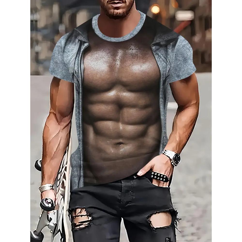 3d Print T Shirt For Men Funny Chest Hair Muscle Ugly Tee Tops Summer Short Sleeve Causal Men's Tshirts Streetwear Harajuku Tops