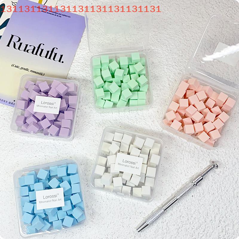 50pcs Mini Square Nail Sponge Powder Puff Nails Art Gel Polish Tools Makeup Cosmetic Nail Buffer Block For Manicure Accessories