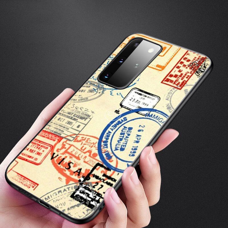 Lustige Reisekarte Handyhülle für Samsung Galaxy S20 S21 FE S10 Lite Note 20 10 Lite S8 S9 S10E S10 Plus Ultra Schwarz Weiche Hülle
