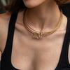 18K Gold PVD Plated Golden Choker Vintage Rhinestone Collarbone Chain  Girls