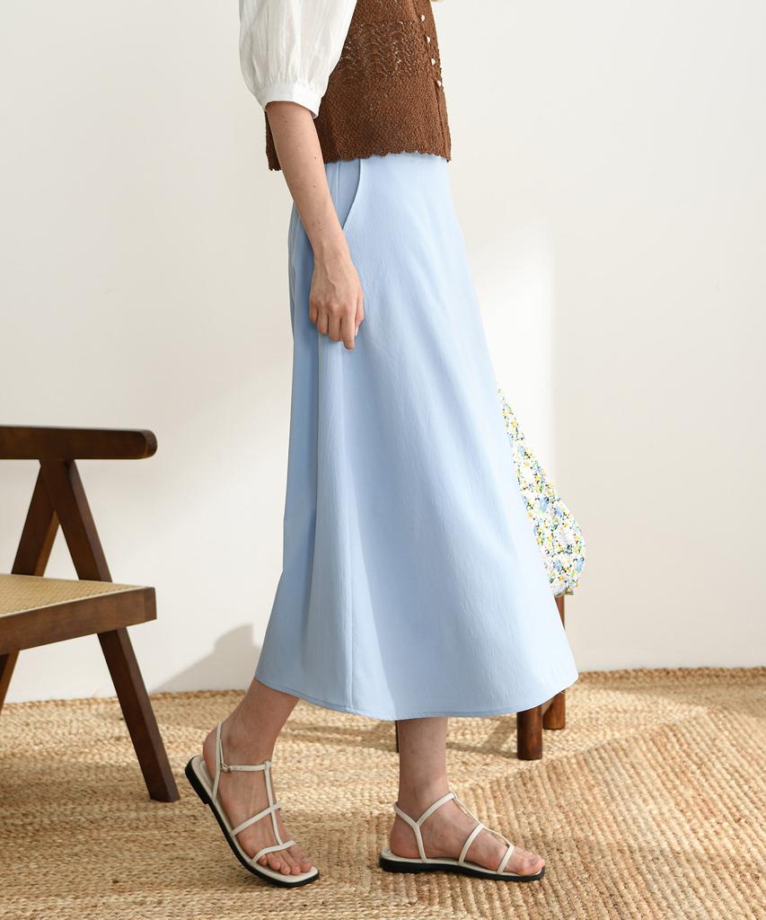Pigment Half-Banding Wrinkle Flare Skirt (Pbe06M-Wskw007)