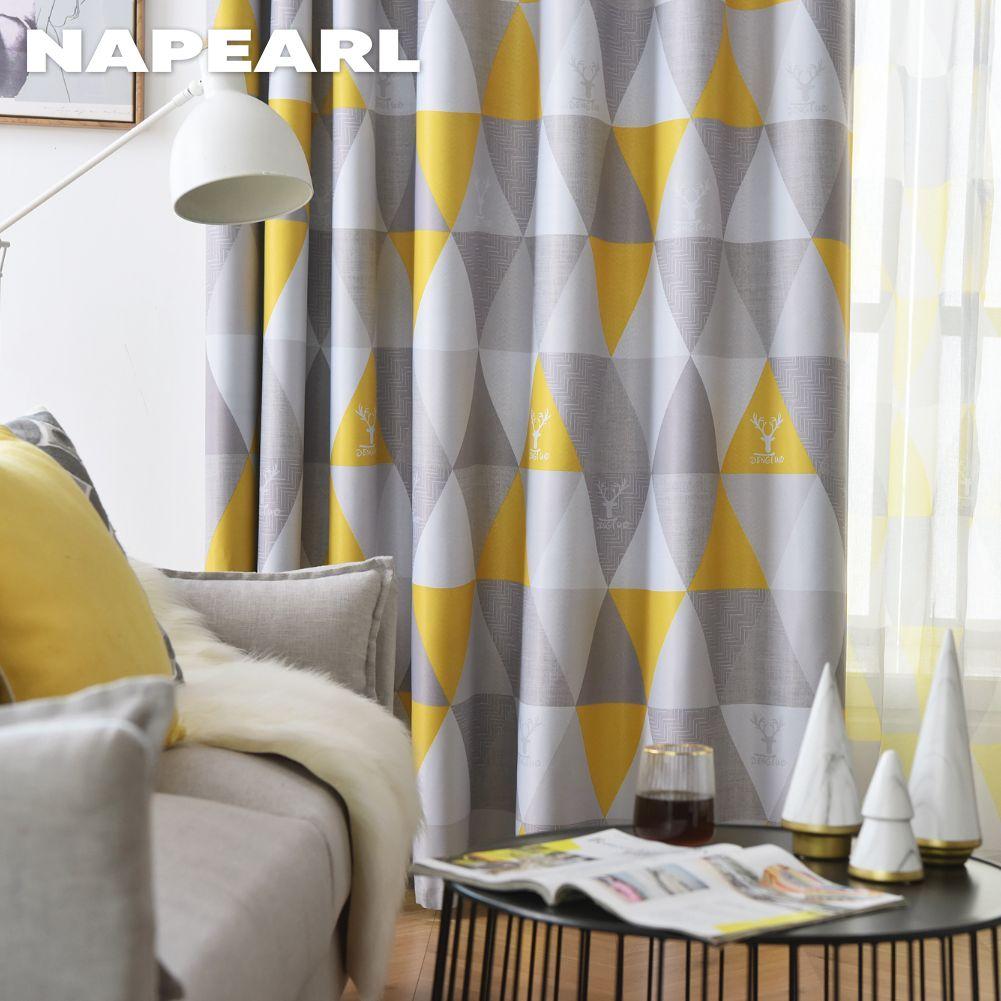 1PC NAPEARL Geometric Ins Style Blackout Curtains Modern Minimalist Thick Curtains for Bedroom Living Room Balcony Window for Home Decor