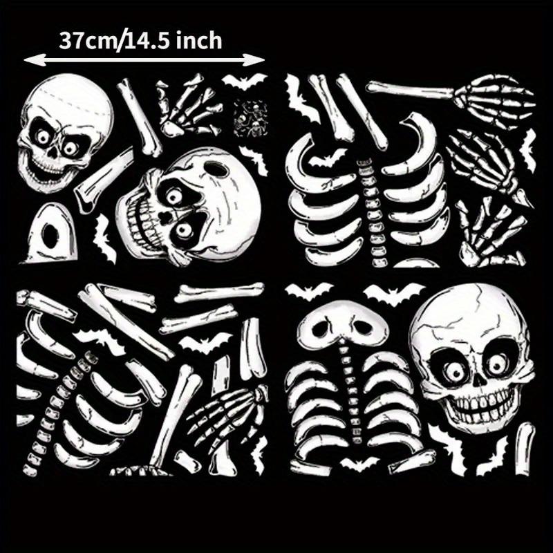 4er-Pack Halloween Skelett Fensteraufkleber, PVC statische Aufkleber für Halloween Party Dekoration, wiederverwendbare Fenster- und Wanddekoration