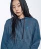 Slow Record House Striped Knit Zip-Up Hoodie_Blue