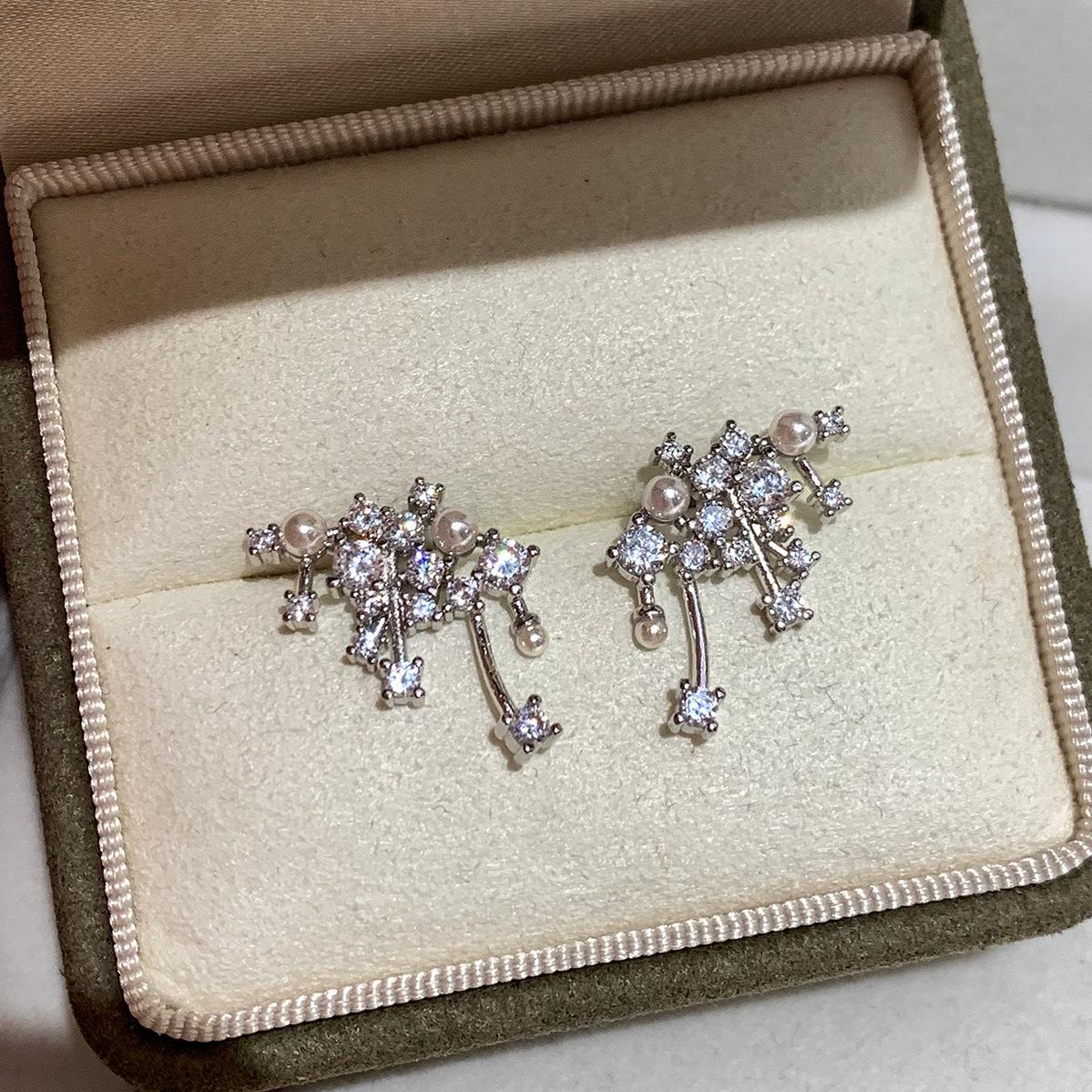 

Серьги из стерлингового серебра 999 пробы с жемчугом и цирконами - Летняя роскошь для женщин