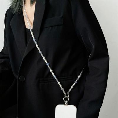 Transparent Mobile Phone Chains Pearl Bag Charms Crossbody Phone Hanging Chain Anti-lost Trinket Crossbody Phone Lanyard