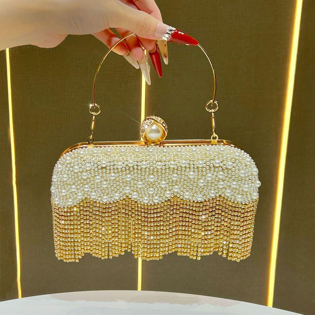 Water Diamond Clutch Bag With Chain Strap For Wedding And Evening Events