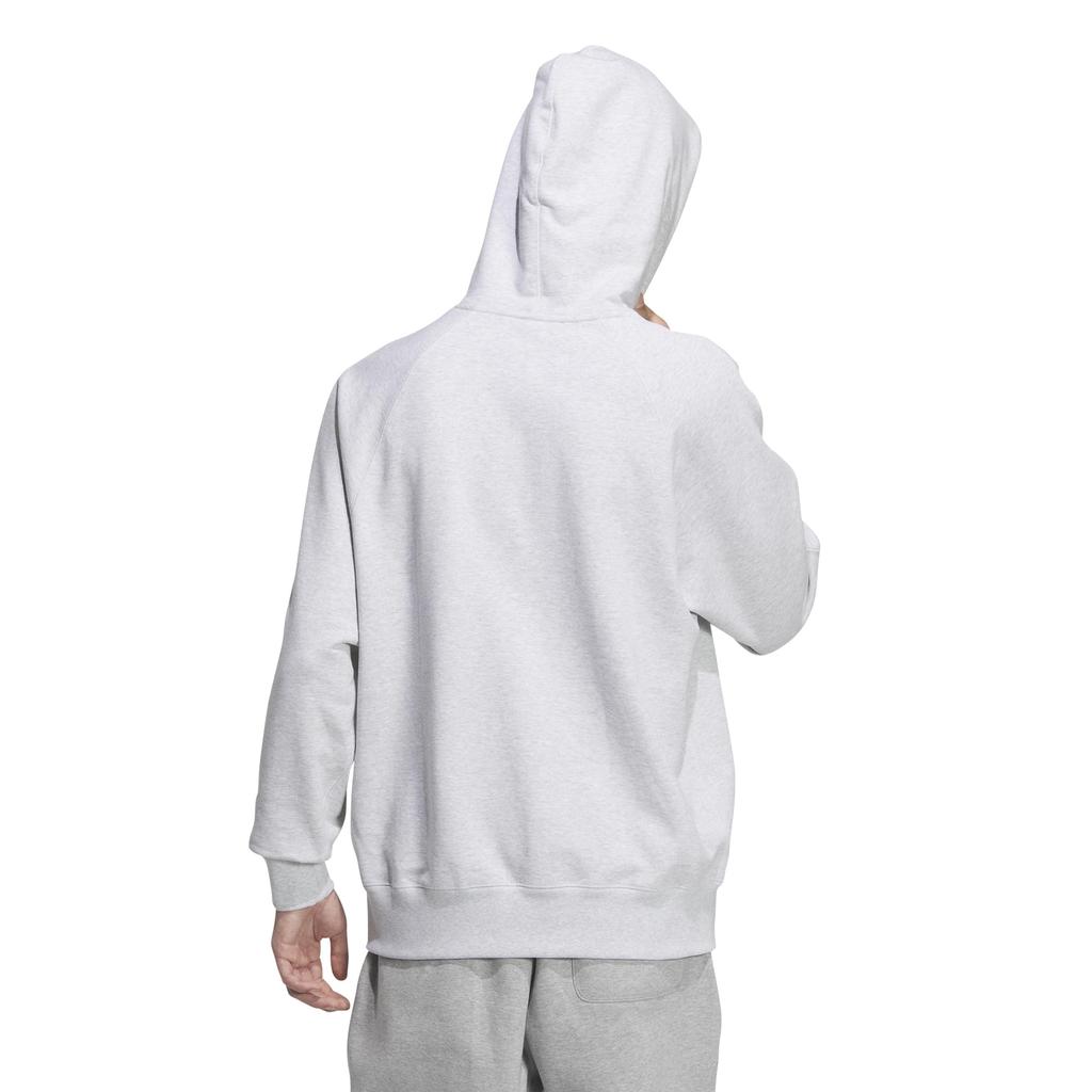 Adidas KWX83 College French Terry Pullover Hoodie in Light Gray Heather Men's Loose-Fit (JG8548)