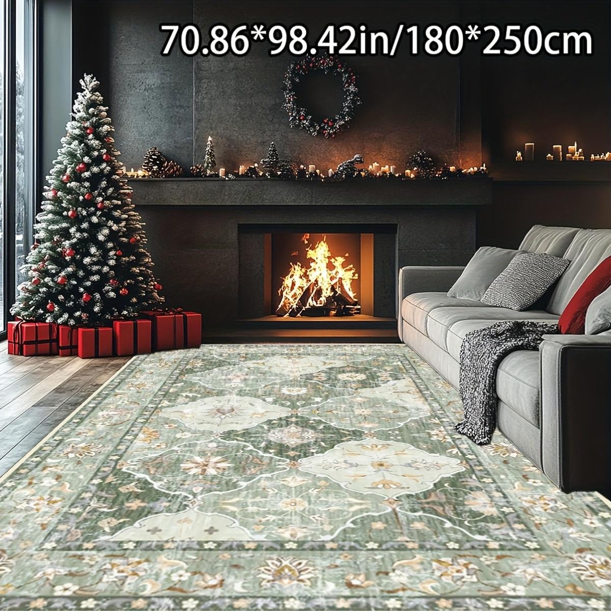 

[Crystal Velvet Anti-Slip Plastic Bottom + Bottom Plastic Flower Pattern Craft] 1pc Crystal Velvet Home Decor Green 60x90cm