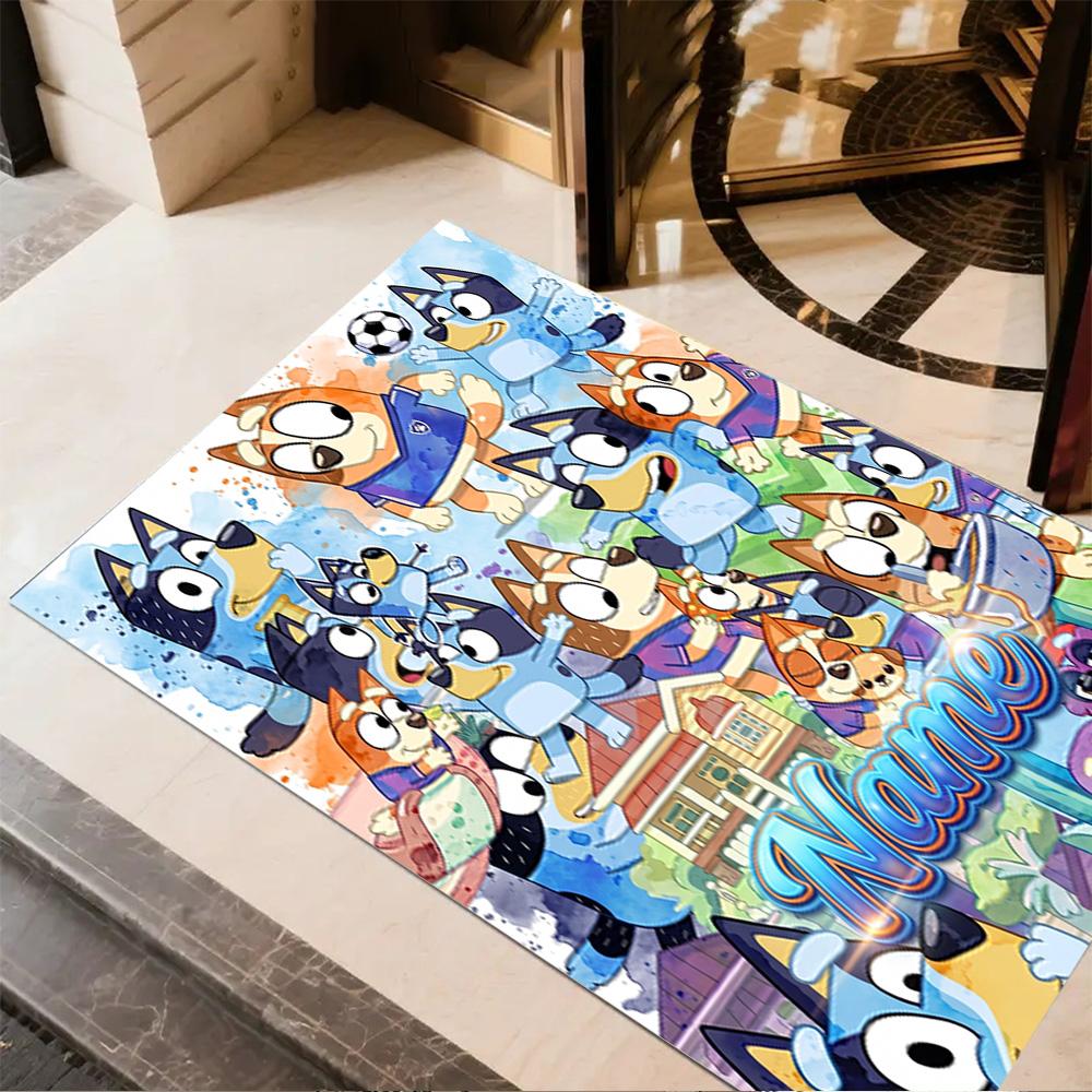 Bluey's Adventure World Customize Text Carpet Perfect for Hallway Balcony Study room Playrooms Anti-slip Rug Office home decor