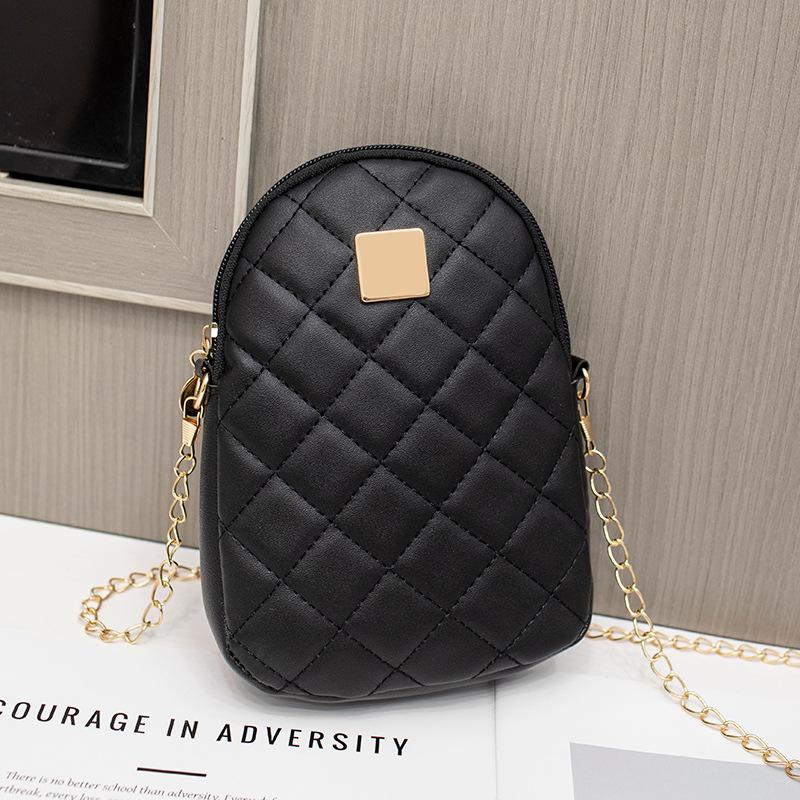 Women's mobile phone bag new fashionable solid color diamond embroidered shoulder bag square standard simple messenger women's bag bag