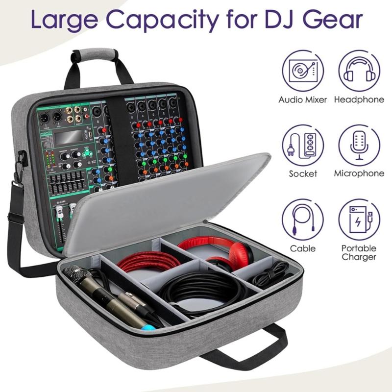 Compactly Mixing Board Organizers Case With Shock Absorbing Foam Interior Fits Recording Cables Microphones Securely