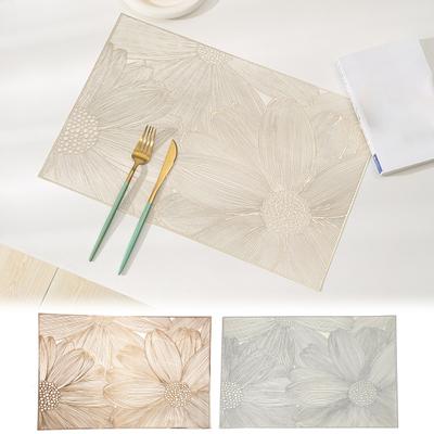 PVC Placemats Creative Hollow Square Flower Coaster for Table Protection Heat