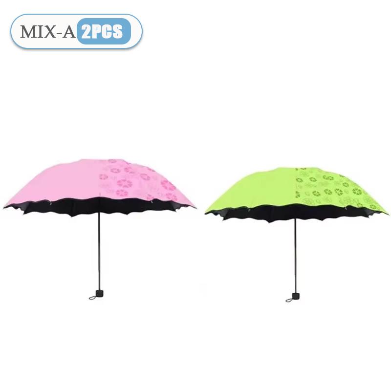 Water Blossom Umbrella Magic Folding Umbrella with Rainwater Pattern Windproof Sunshade Umbrella Outdoor UV Protection Umbrella