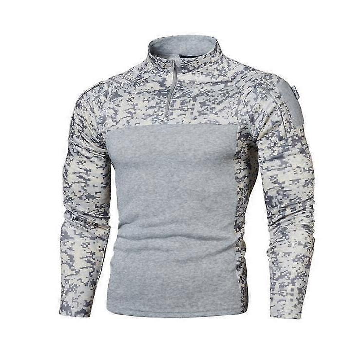 Men's Half Zip Pullover Long Sleeve Camo Army Sweatshirt