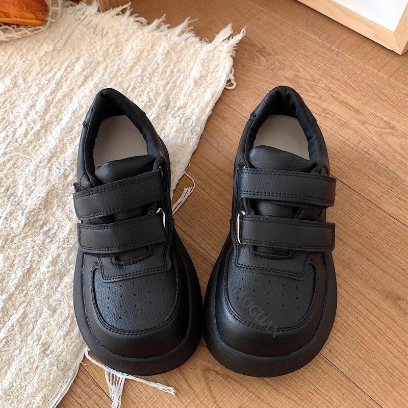 Fashion 2025 New Autumn Thick-Soled Sneakers for Women Casual Black Lightweight Student Retro Board Shoes Flat Platform Tennis Female
