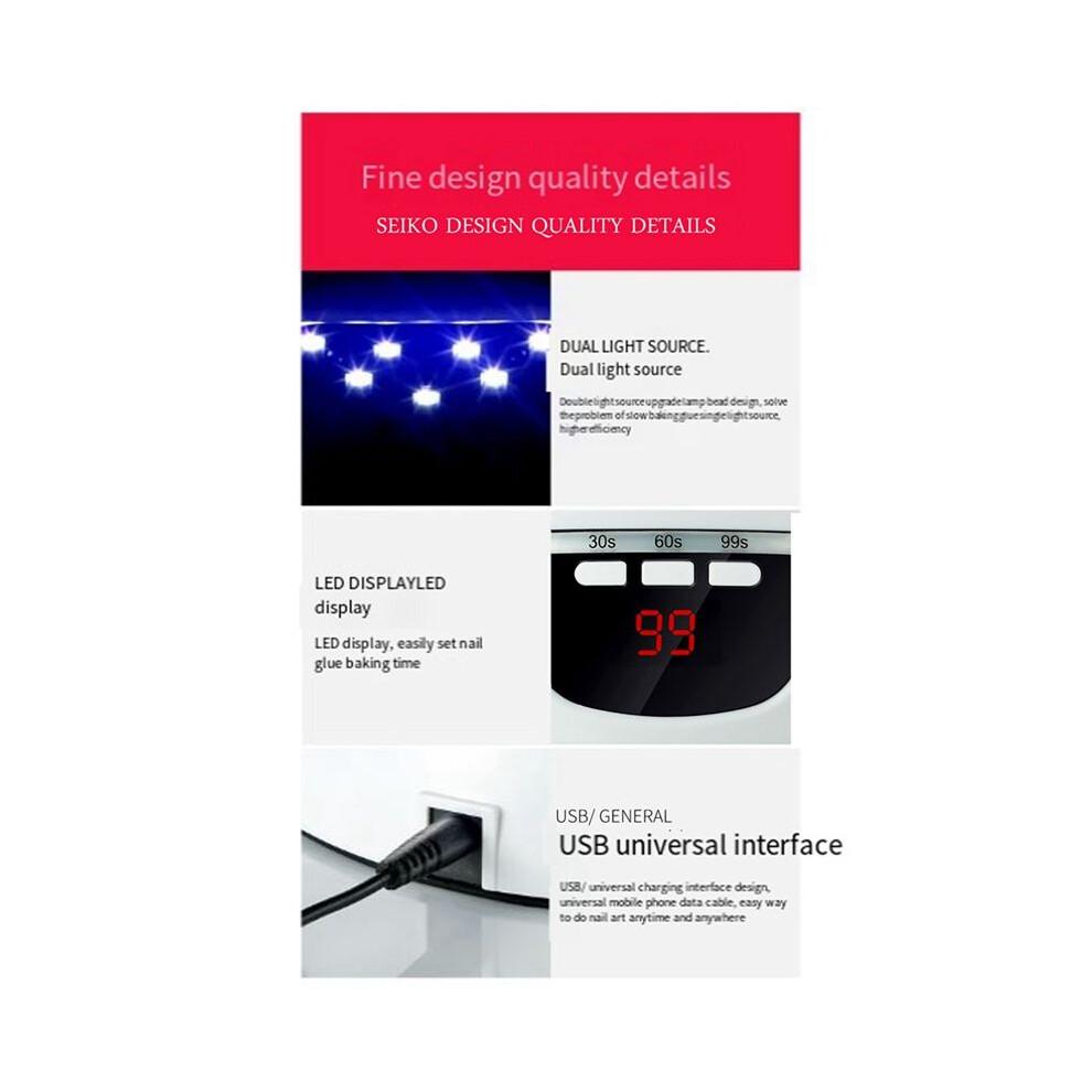 Nail Dryer LED Nail Lamp UV Lamp for Curing All Gel Nail Polish Portable Nail Dry Lamp with USB Cord White