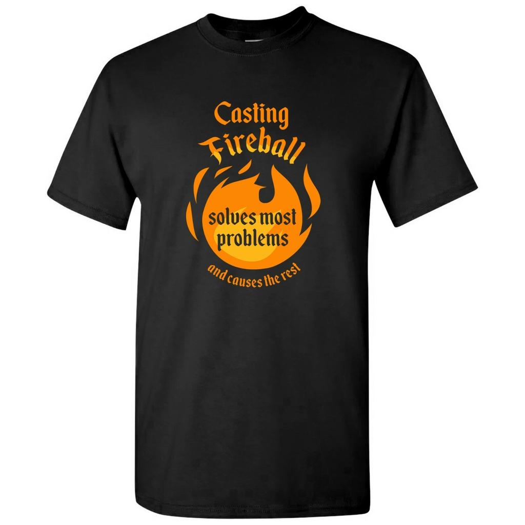 Lancer Boule de Feu Résout la Plupart des Problèmes et Crée les Autres - T-shirt Drôle pour Gamer