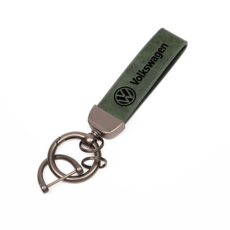 Volkswagen Car Emblem Cowhide Keychain Key Holder For VW Golf Amarok T5 Phaeton GTI Teramont ID3 Tiguan Passat b6 Key Ornaments BO0