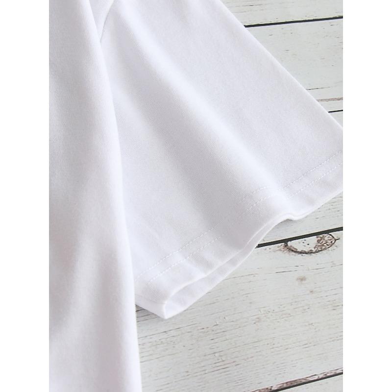 European sizes Heart Print T-Shirt, Casual Crew Neck Short Sleeve T-Shirt