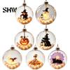 Halloween Hanging Decoration Glowing Sphere, Lighted Clear Ball Ornament, Cute Witch Seasonal Home Cat, LED for Indoor Mantel Party Decor Garden