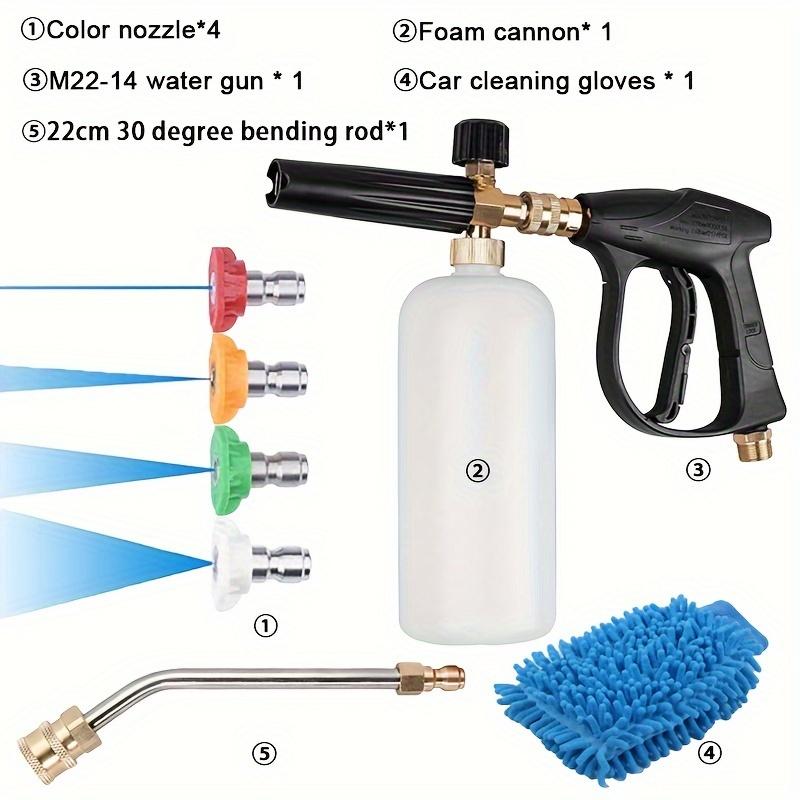 FOAM CANNON KIT 1/4" Snow Foam Washer Gun Car Wash Soap Lance Cannon Spray Pressure Jet Bottle with Car Cleaning Gloves