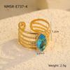 GEMCHIC Women's Geometric Blue Zircon Ring Set Fashion Luxury Stainless Steel Cuff Rings for Women
