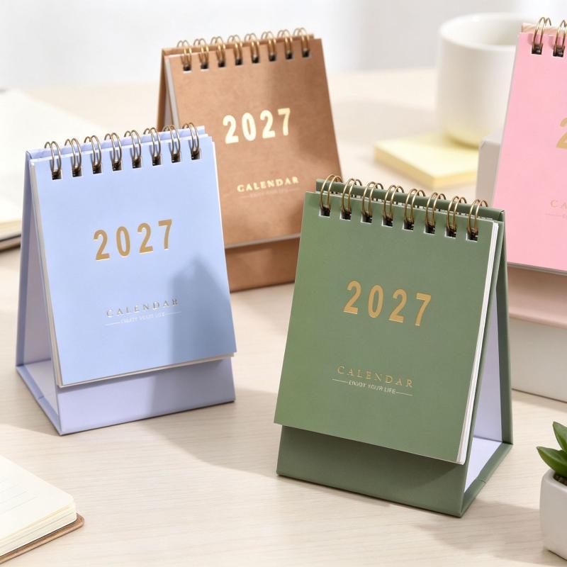 2027 Mini Morandi Color Desk Calendar Compact Size Memo Planner for Home Office Desktop Decoration Daily Reminder