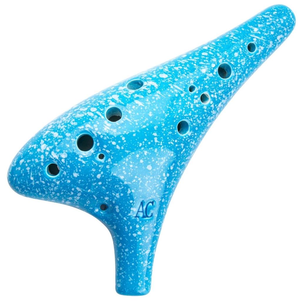 Piphica Ocarina 12 děr Světle modrá keramická glazura Vysoce kvalitní Alto C s popruhem pro začátečníky