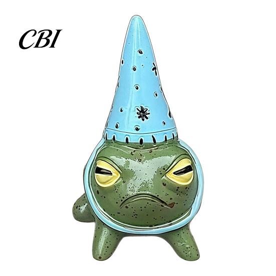 Whimsical Frog Decor Miniature Figurine, Little Statue with A Party Colorful Floral Hat, Decorative Resin Ornament for Outdoor Garden Courtyard