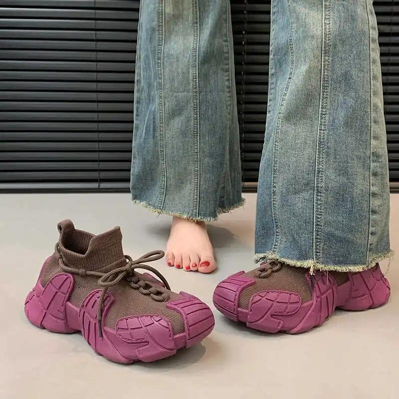 Fashion Round Foot Natural Leather Women's Shoes Ankle Boots Skatista Tennis Ladies Short Boots Sneakers Sports Luxury Snearkers