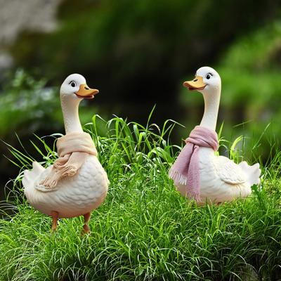 2 Stück Enten Gartenstecker 2D Cartoon Entenschild mit Stäben Wetterfest