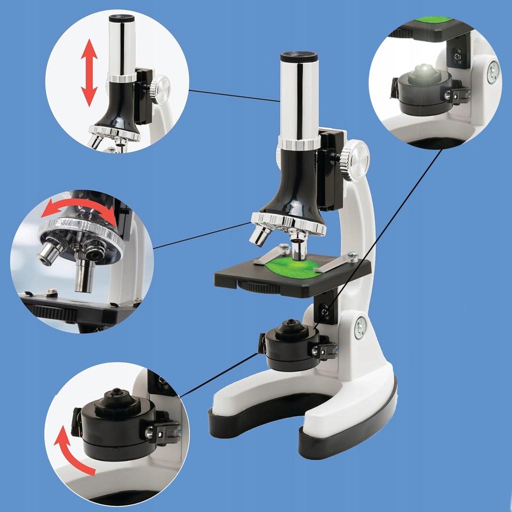 [PACZB] Educational microscope for children, suitcase, magnification 300x-1200x, set of 28 pieces, Z3309