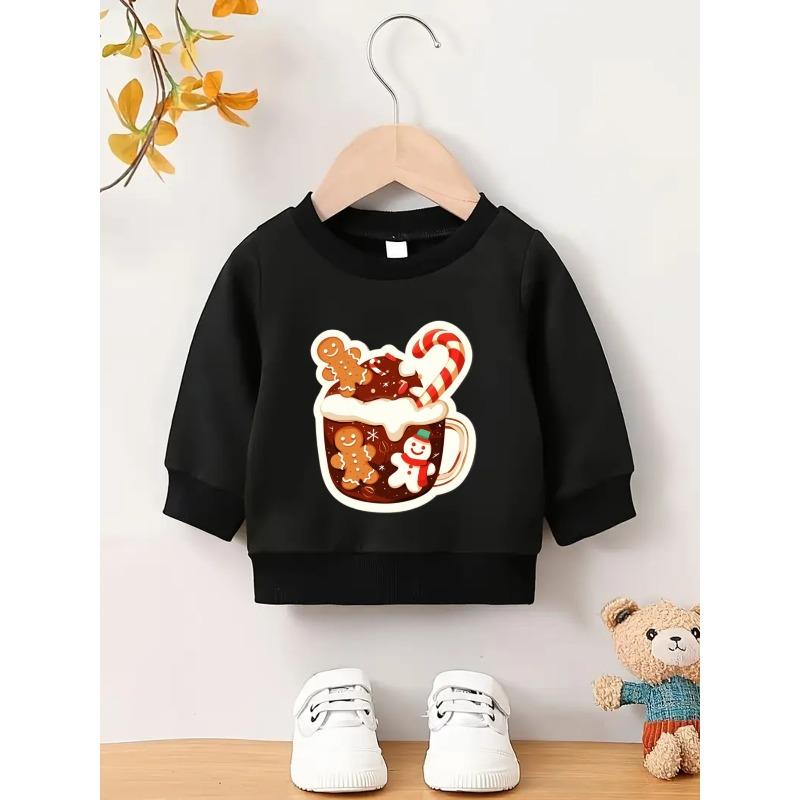 European Sizes Christmas Dreamy and Sweet Printed Pattern, Skin Friendly and Durable for 0-3 Year Old  Kids.   Versatile Thin  Round Neck Hoodie