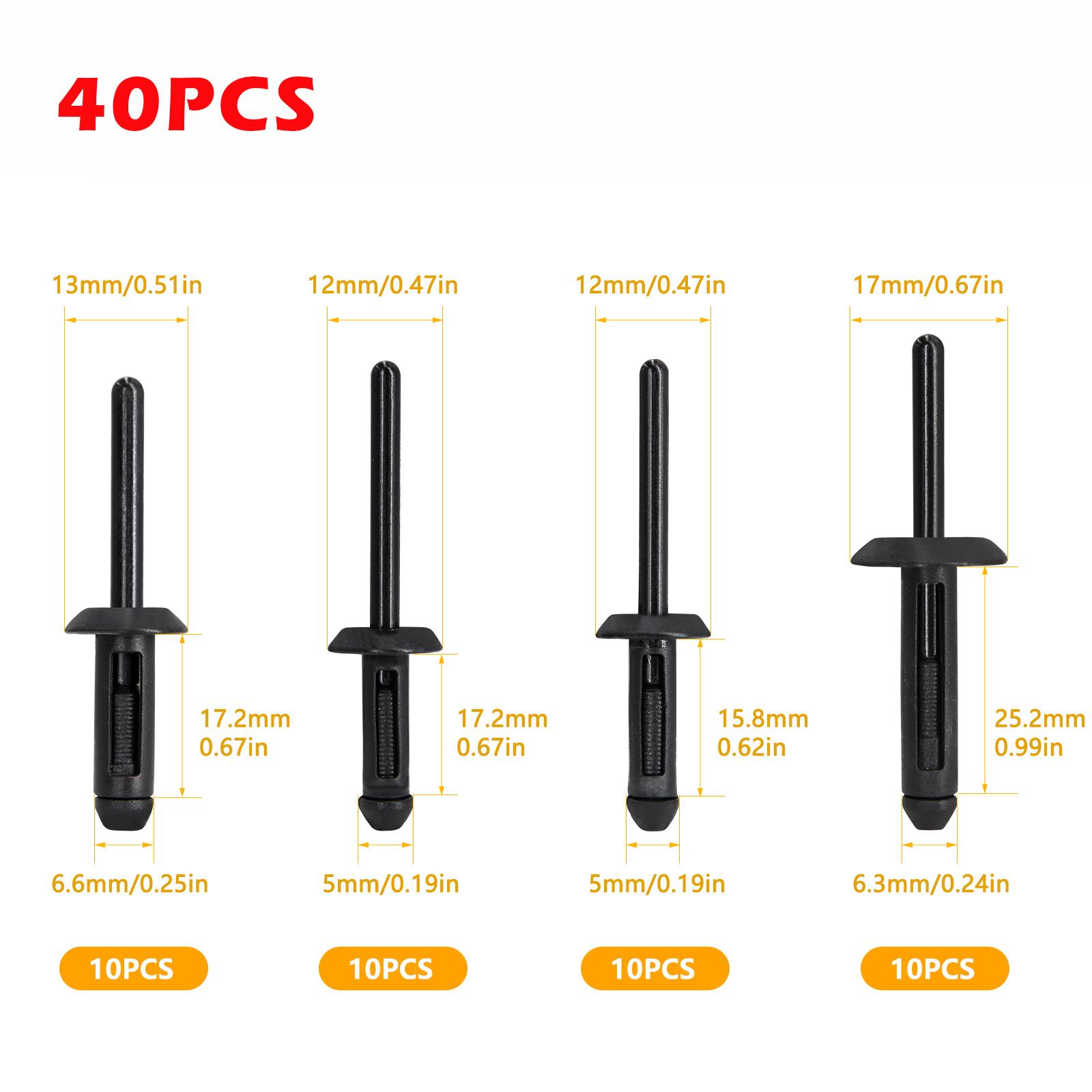 

40 шт. комплект заклепок-клипс POM, крепежные заклепки для подкрылков для Ford GMC Jeep Wrangler 07-15 Dodge Avenger 08-14