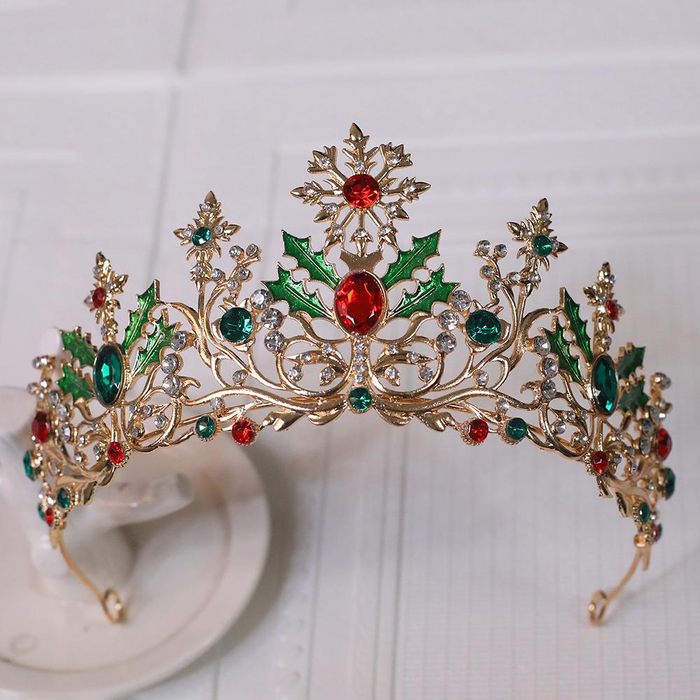 1 Stück Exquisite Weihnachtskrone Elegantes Strass Metall Haaraccessoire Geeignet zum Tragen Weihnachtsfeier Unisex Weihnachtsgeschenk