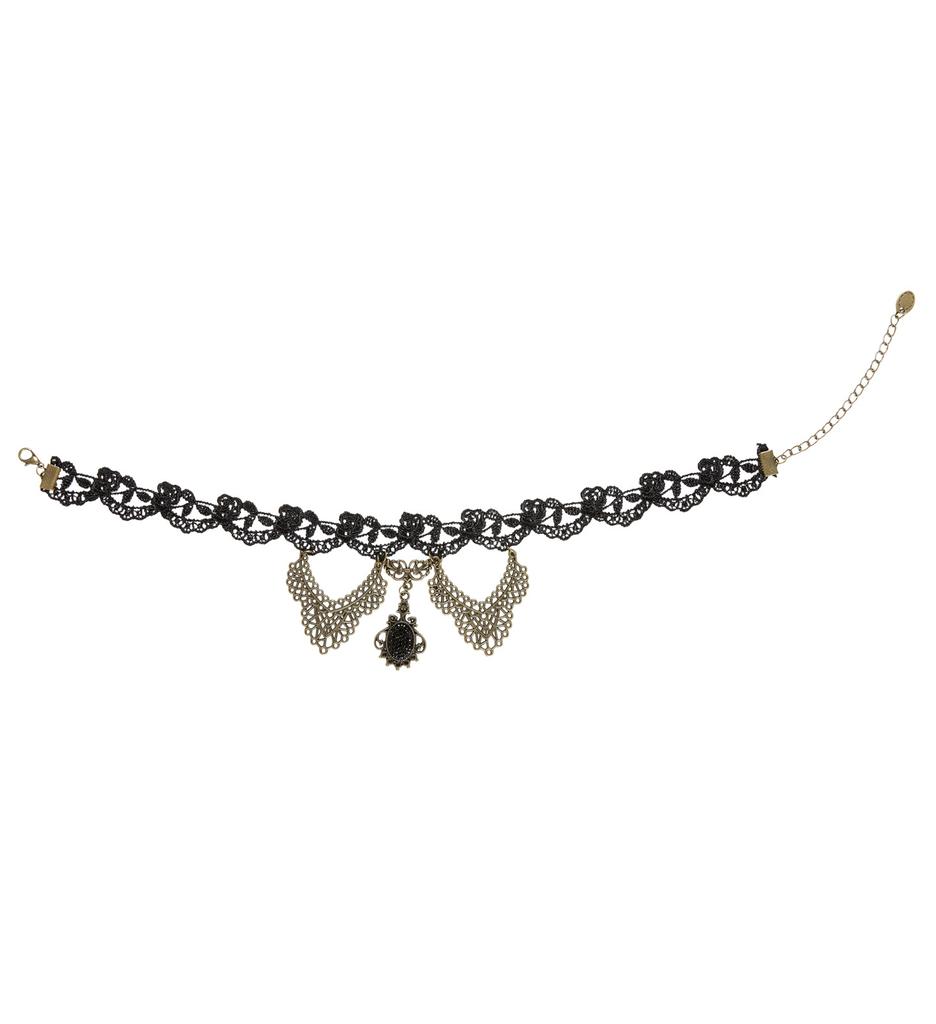 Gothic Black Choker Necklace Rose Witch Ball