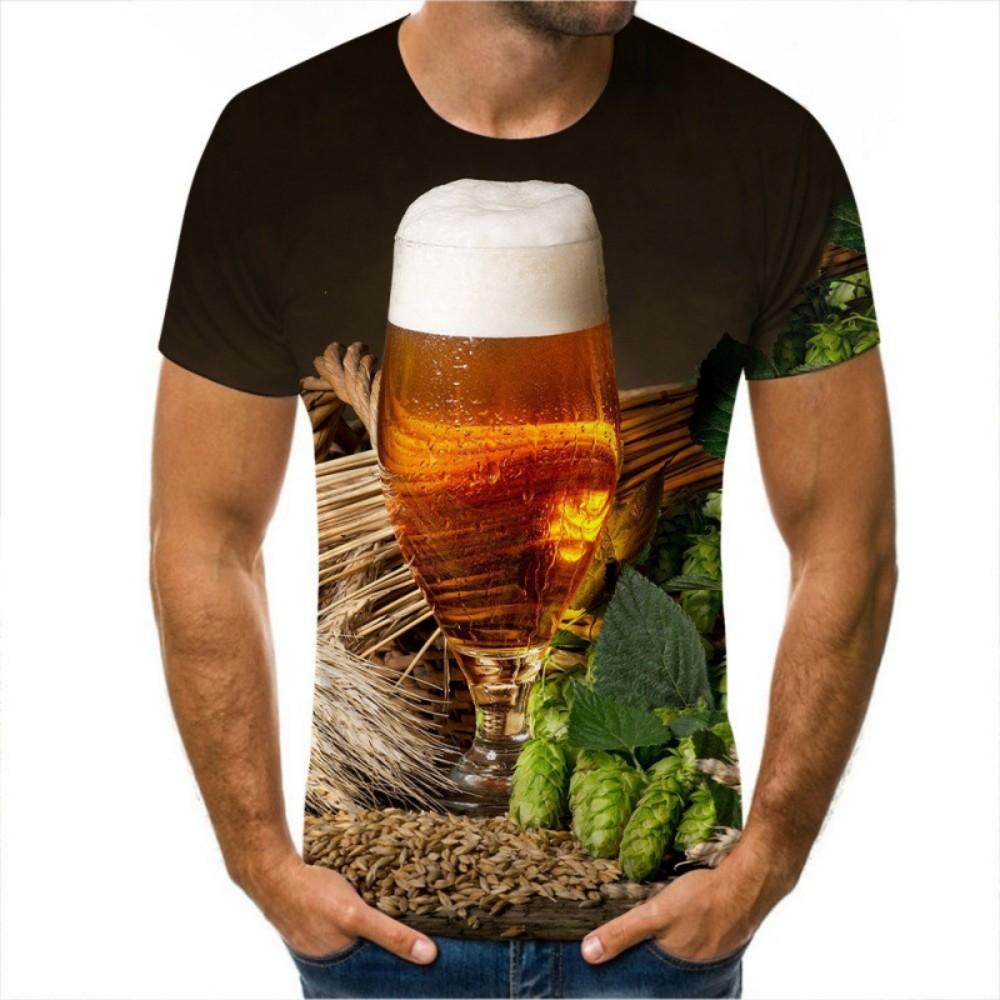 Summer essential! Beer Time Graphic Print Polo Shirt, Fun Casual Top