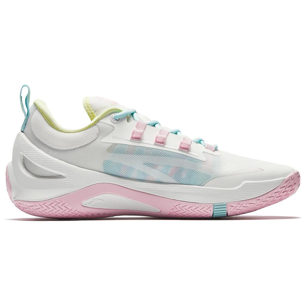 New Anta Instantaneous 1 Cushioning, Wear Resistant Low Top Basketball Shoes Men's White Pink Blue 912531109Q-2