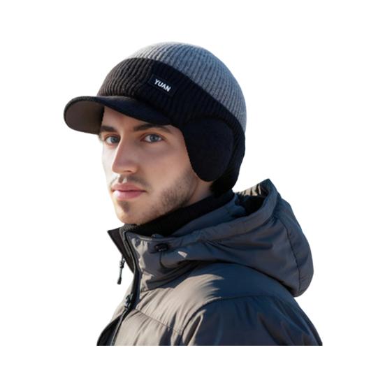 

1/2 шт. Чоловіча шапка Стильна кольорова в язана шапка-вушанка з еластичною посадкою, тепла, товста зимова шапка для холодної погоди, для активного відпочинку взимку, катання на лижах, пішого туризму, головний убір