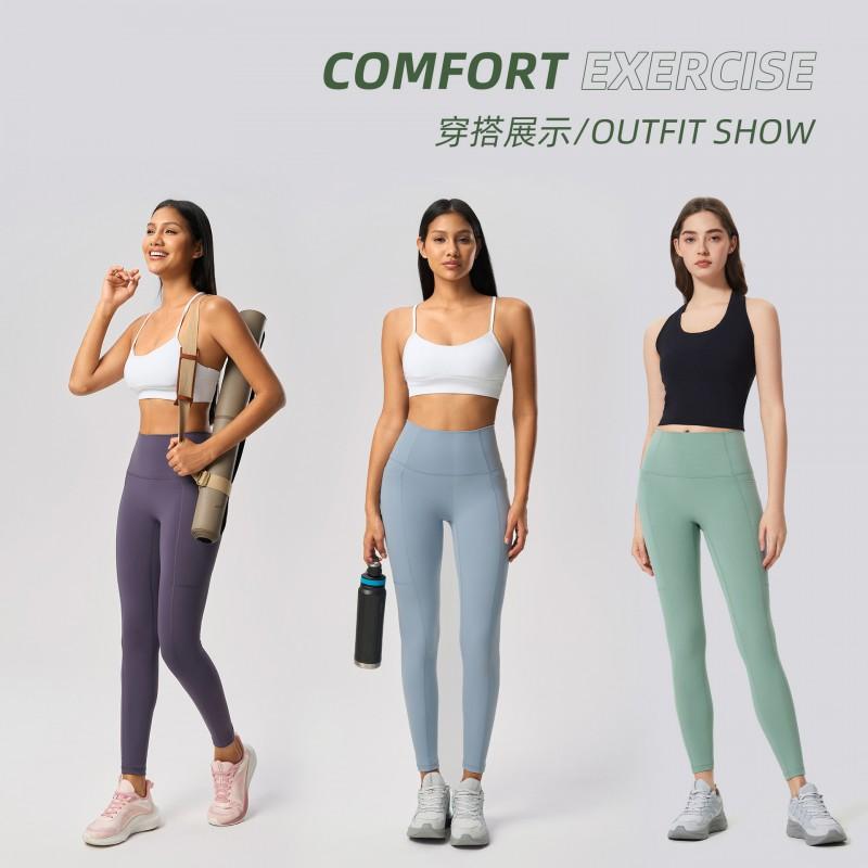 Womens High-Waisted Seamless Yoga Pants Breathable 9/10 Length Leggings Running Fitness Gym