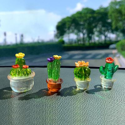 Mini Cactus Ornament Decorative Resin Cactus Car Dashboard Decor for Home Office Computer